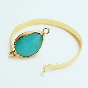 Natural Stone 18k Gold plated Bangle